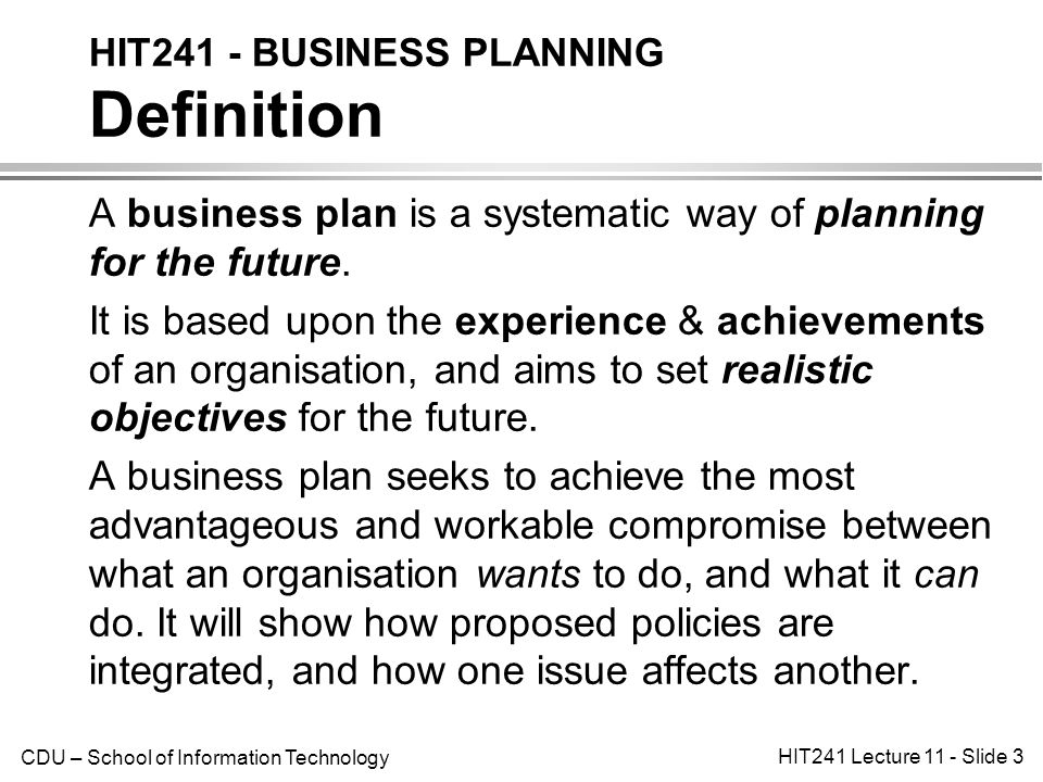 defined business plan